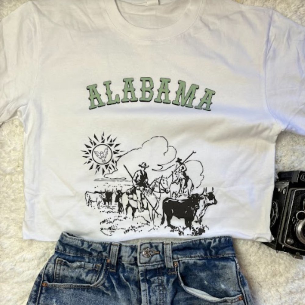 Alabama Crop Top Cropped T-Shirt Cattle Farm Country Western